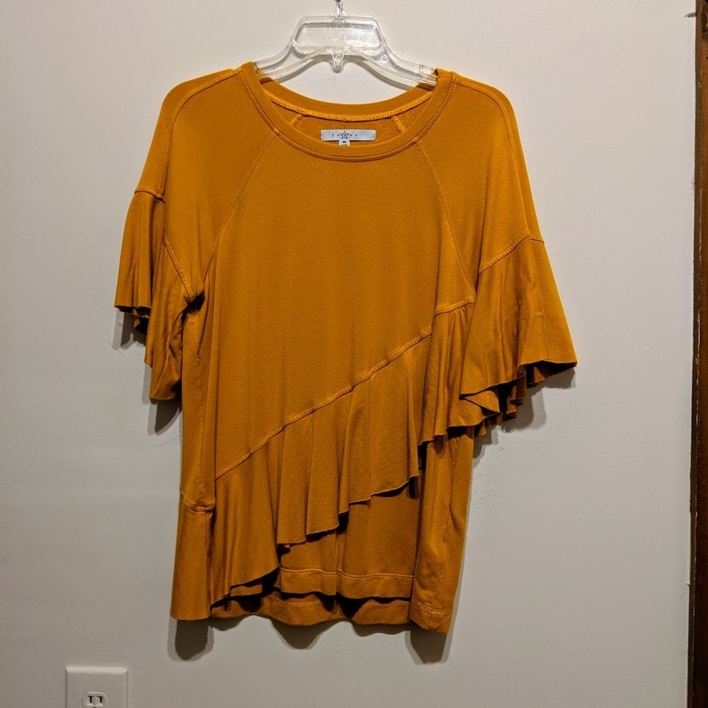 FEVER Mustard Yellow Ruffle Top